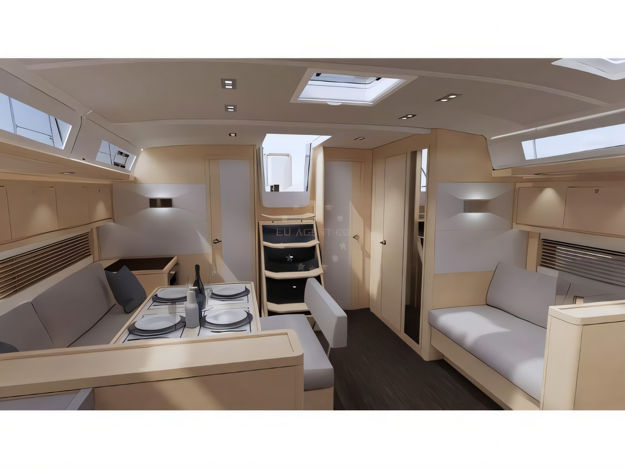 Layout of Dufour 470 sail boat with 5 cabins Croatia yacht charter