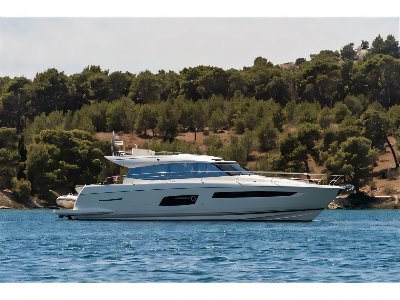 Exterior overview of Prestige 550S motoryacht for charter from Sibenik Marina Mandalina in the Sibenik sailing area Croatia