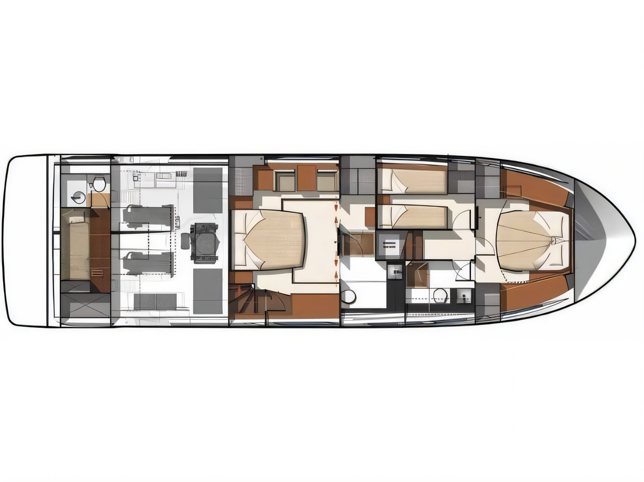Interior of Prestige 550S motoryacht with 3 cabins Croatia yacht charter