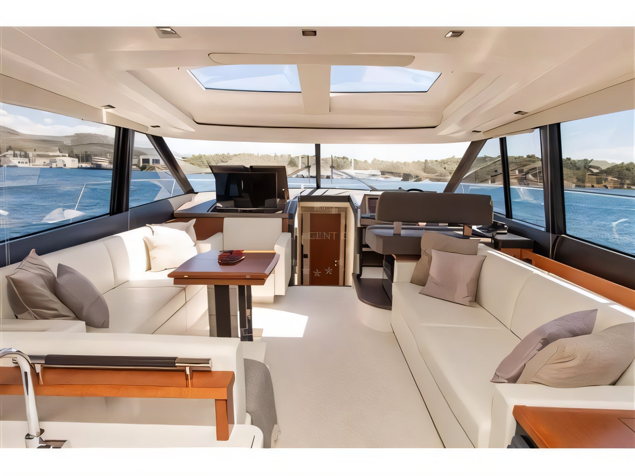 Layout of Prestige 550S motoryacht with 3 cabins Croatia yacht charter