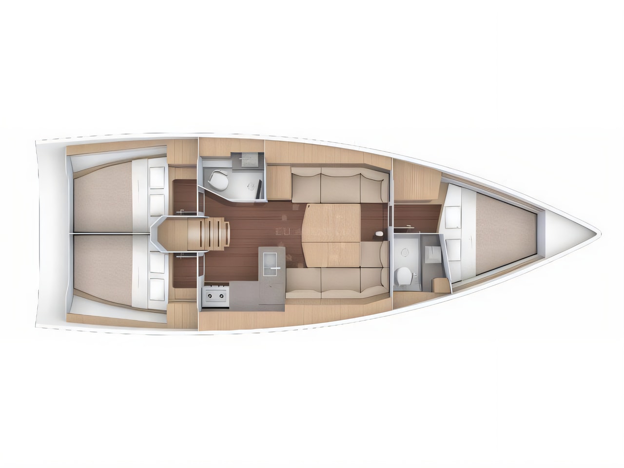 Interior of Dufour 390 Grand Large sail boat with 3 cabins Croatia yacht charter