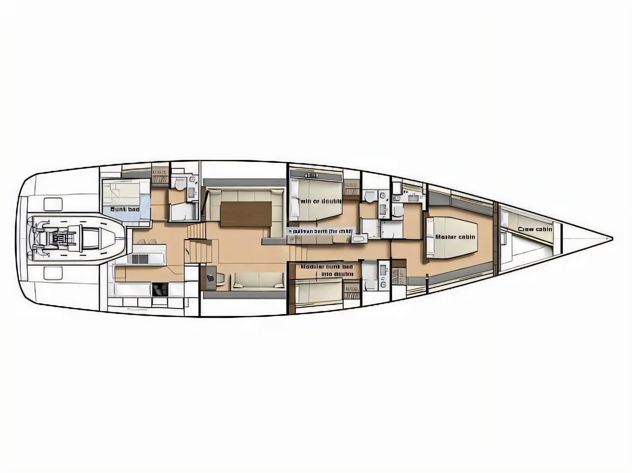 Interior of CNB 76 sail boat with 4 cabins Croatia yacht charter