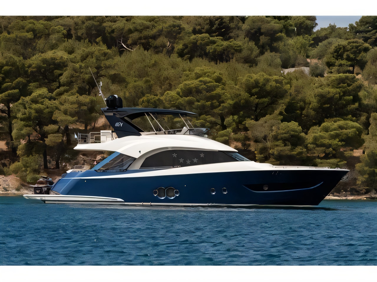 Exterior overview of Monte Carlo Yacht 66 motoryacht for charter from Sibenik Marina Mandalina in the Sibenik sailing area Croatia