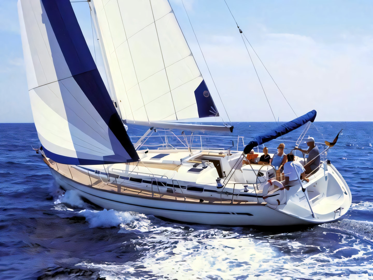 Exterior overview of Bavaria 44 sail boat for charter from Baska Voda in the Split sailing area Croatia