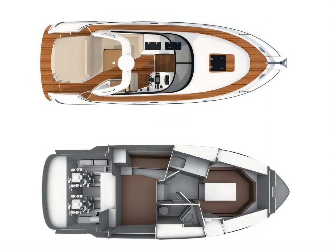 Interior of Bavaria S29 OPEN motor boat with 2 cabins Croatia yacht charter
