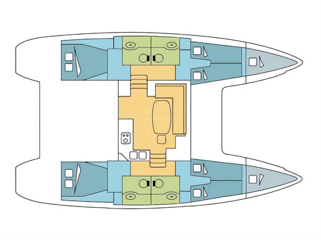 Interior of Lagoon 40 catamaran with 6 cabins Croatia yacht charter