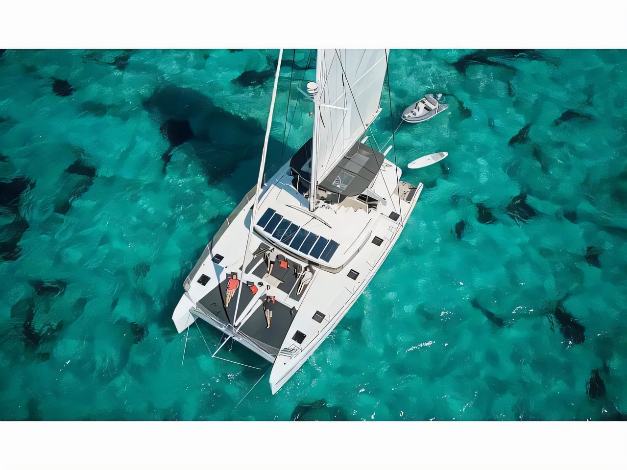 Exterior overview of Lagoon 52F catamaran for charter from Agana Marina in the Split sailing area Croatia