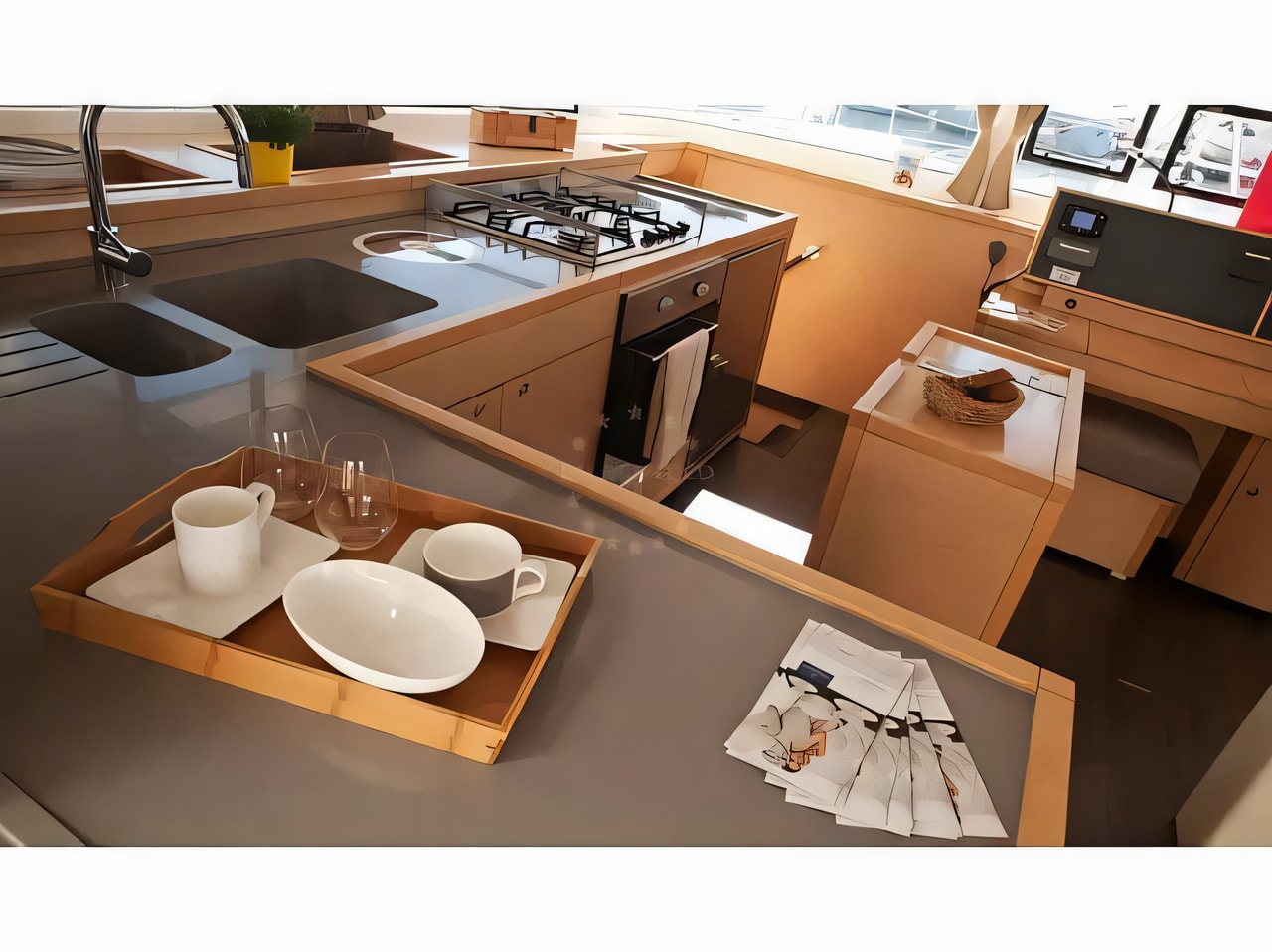 Layout of Lagoon 52F catamaran with 5 cabins Croatia yacht charter