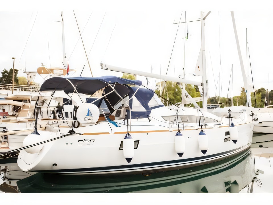 Exterior overview of Elan Impression 40 sail boat for charter from Zadar Marina Zadar in the Zadar sailing area Croatia