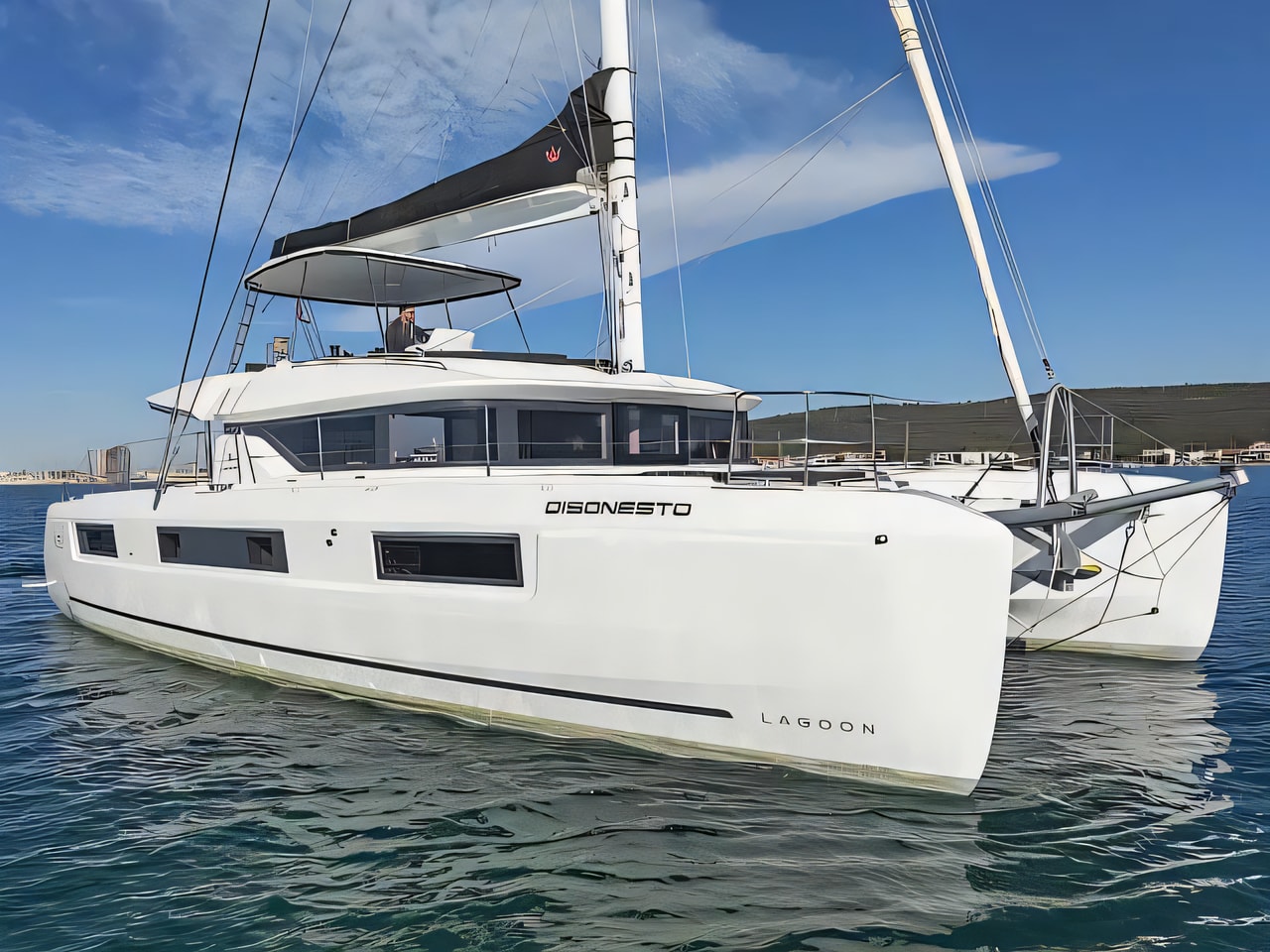 Exterior overview of Lagoon 51- 6 cab catamaran for charter from Sukosan Marina Dalmacija in the Kornati sailing area Croatia