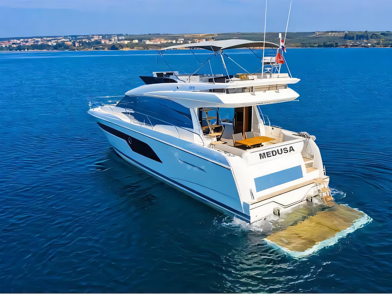 Exterior overview of Prestige 520 Fly motoryacht for charter from Split ACI Marina in the Split sailing area Croatia