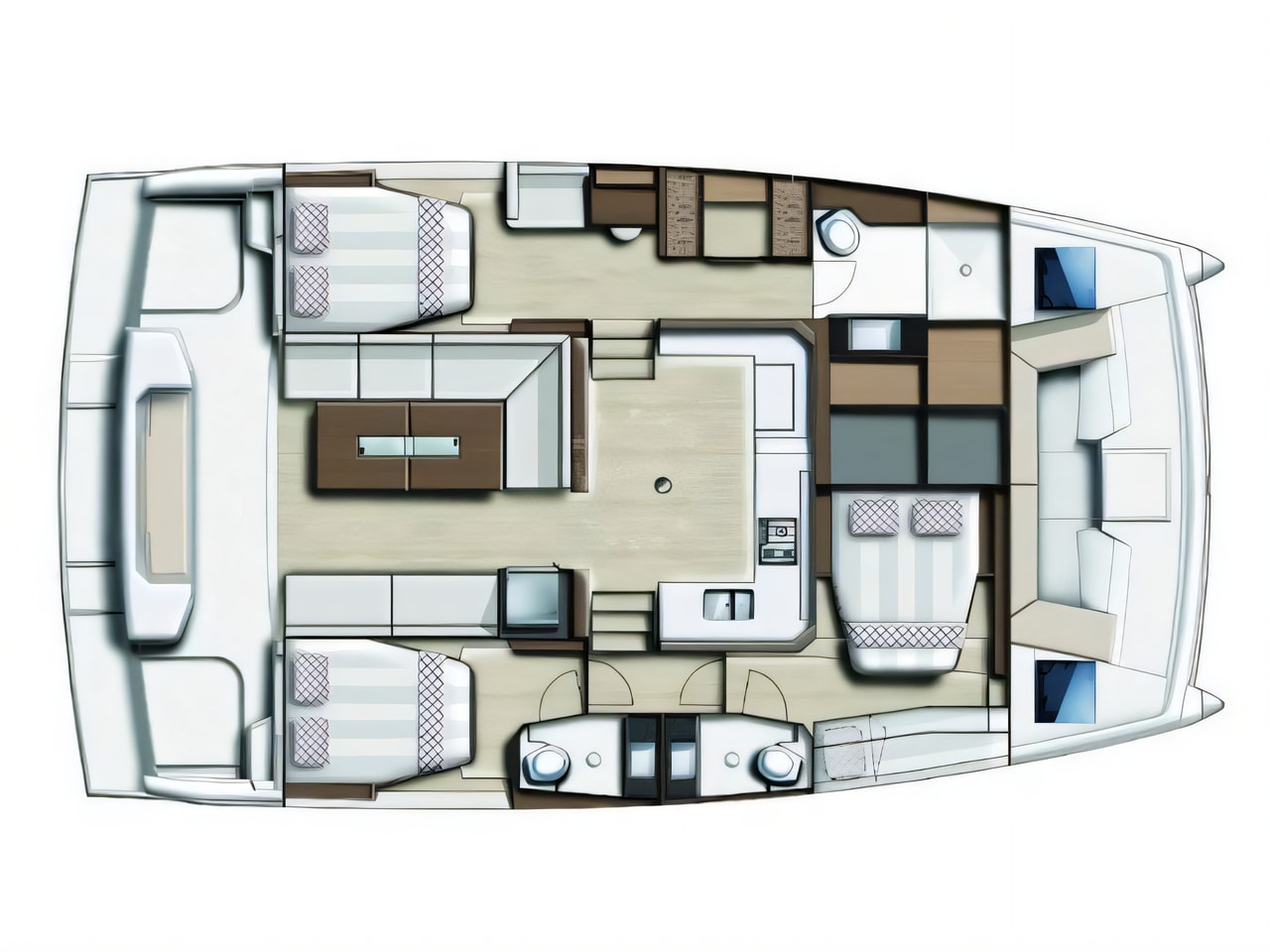 Interior of Bali Catspace catamaran with 4 cabins Croatia yacht charter