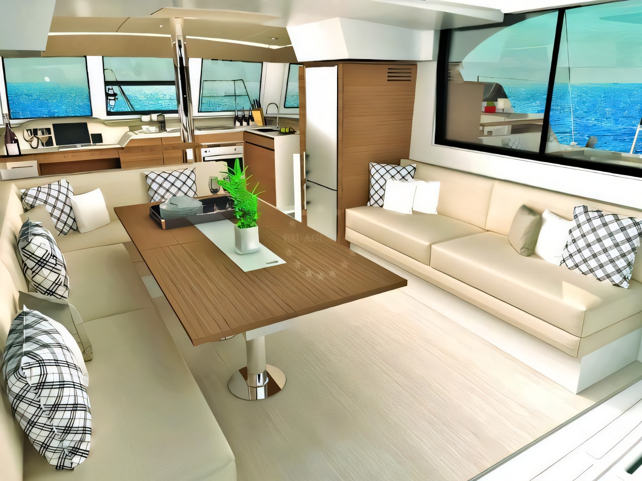 Layout of Bali Catspace catamaran with 4 cabins Croatia yacht charter