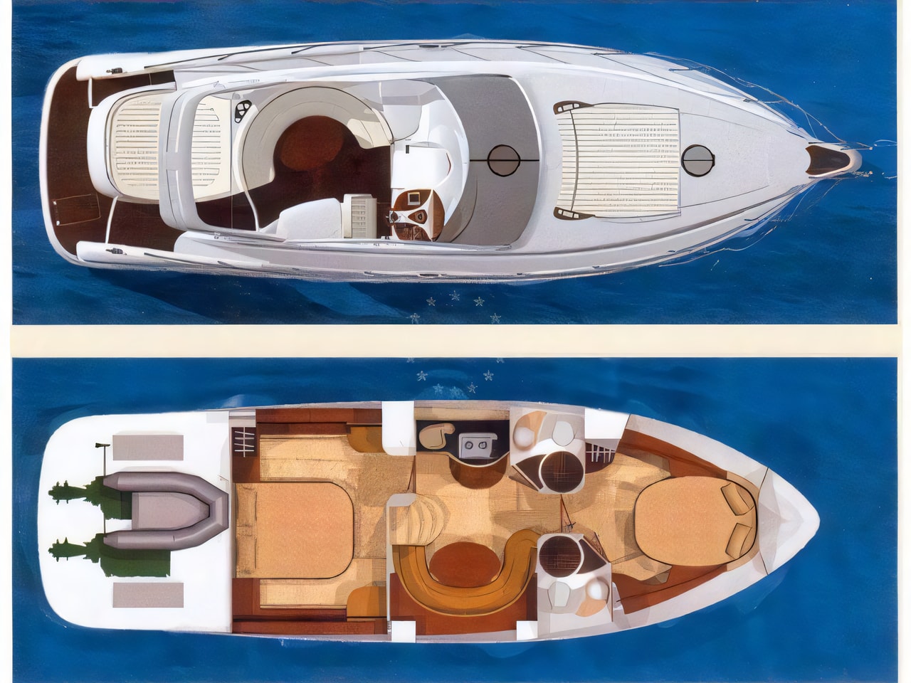 Interior of Gobbi 425 SC motor boat with 2 cabins Croatia yacht charter