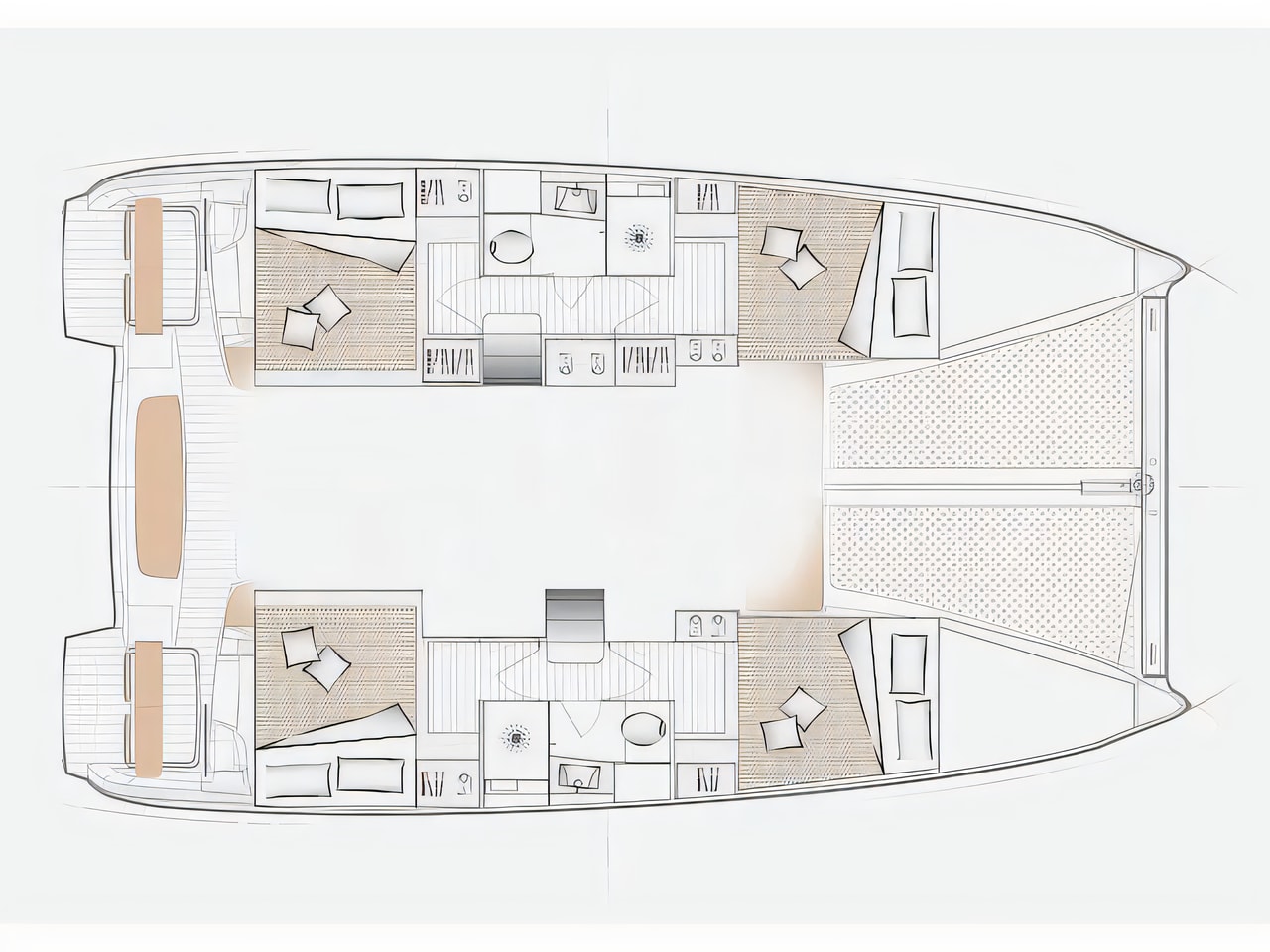 Interior of Excess 11 catamaran with 4 cabins Croatia yacht charter