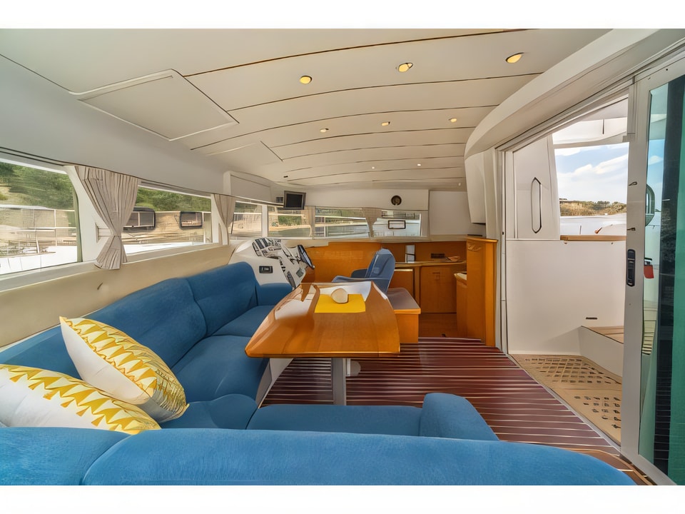 Interior of Lagoon power 44 - 2020 total refit power catamaran with 4 cabins Croatia yacht charter