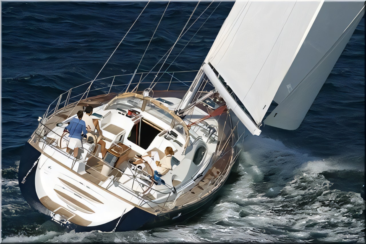 Exterior overview of Sun Odyssey 54DS sail boat for charter from Sukosan Marina Dalmacija in the Zadar sailing area Croatia