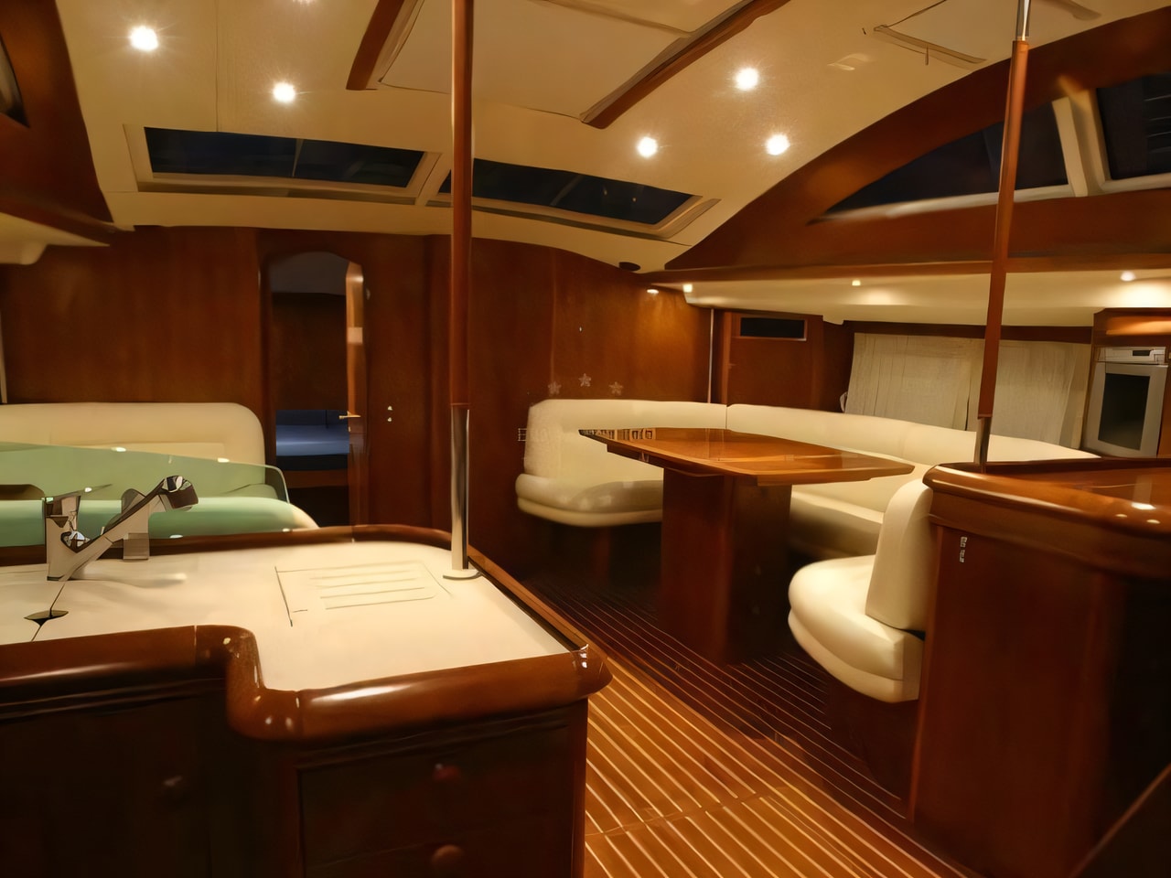 Layout of Sun Odyssey 54DS sail boat with 5 cabins Croatia yacht charter