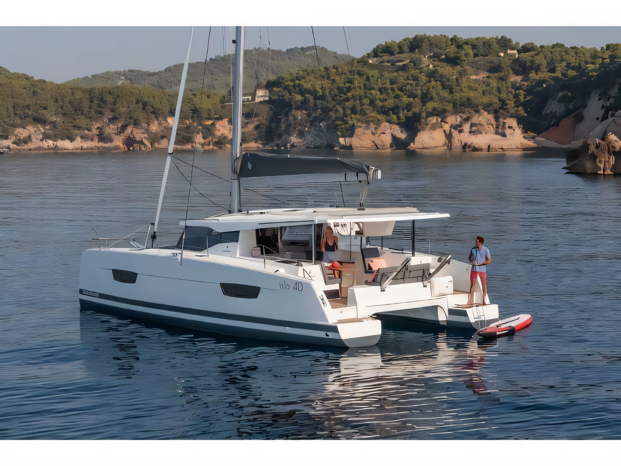 Exterior overview of Isla 40 catamaran for charter from Seget Donji Marina Baotic in the Split sailing area Croatia