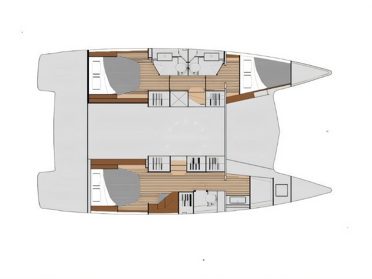 Interior of Isla 40 catamaran with 3 cabins Croatia yacht charter