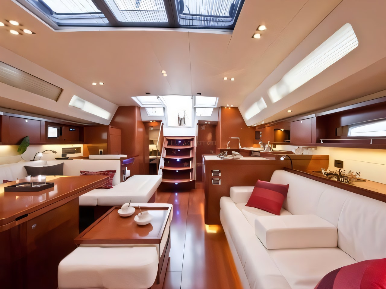 Layout of Oceanis 58 sail boat with 4 cabins Croatia yacht charter