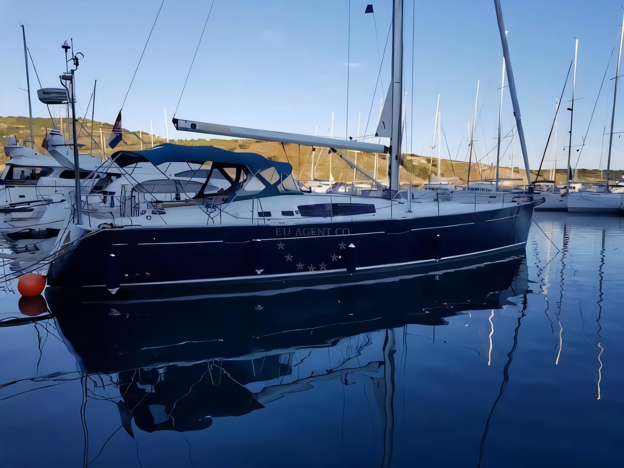 Exterior overview of Beneteau 54 sail boat for charter from Kastela Gomilica Marina in the Split sailing area Croatia