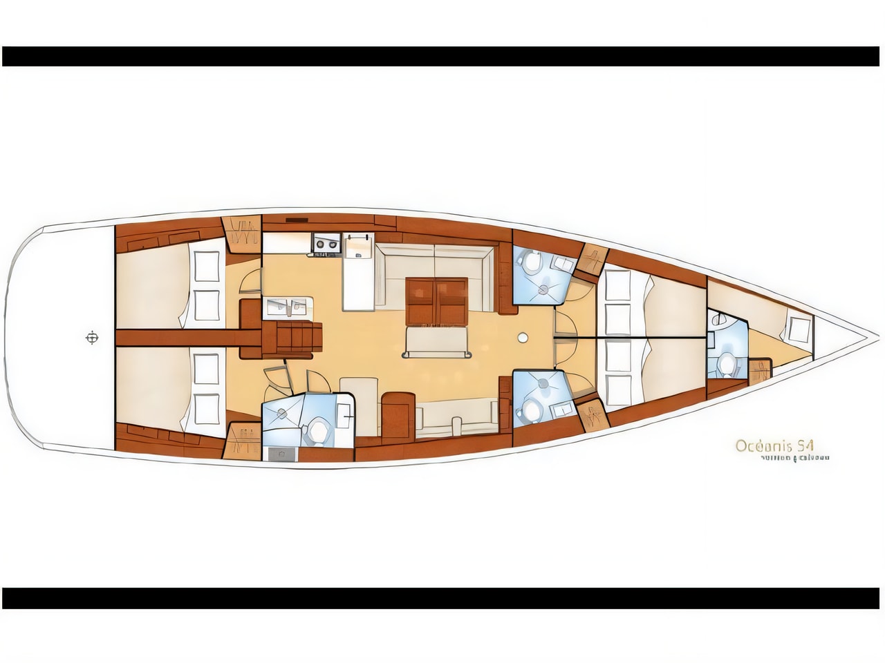 Interior of Beneteau 54 sail boat with 5 cabins Croatia yacht charter