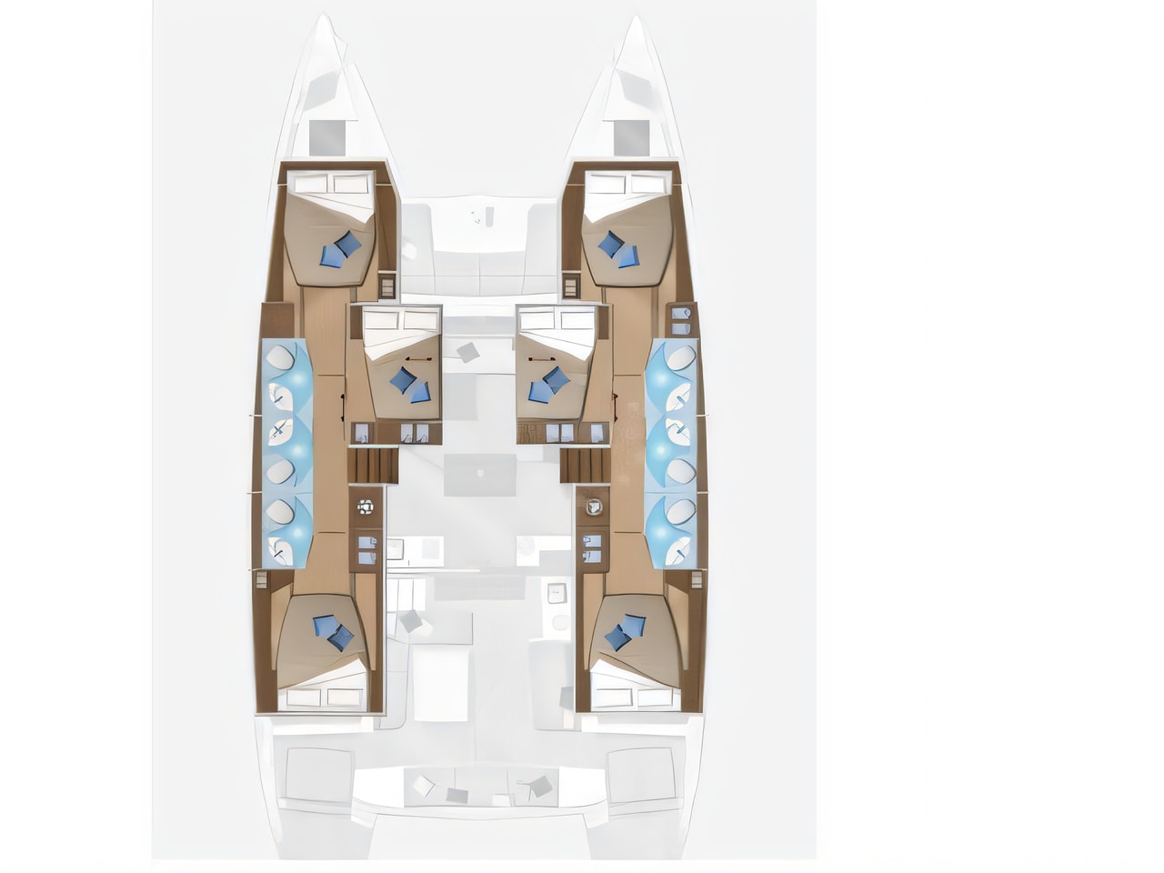Interior of Lagoon 50 catamaran with 7 cabins Croatia yacht charter