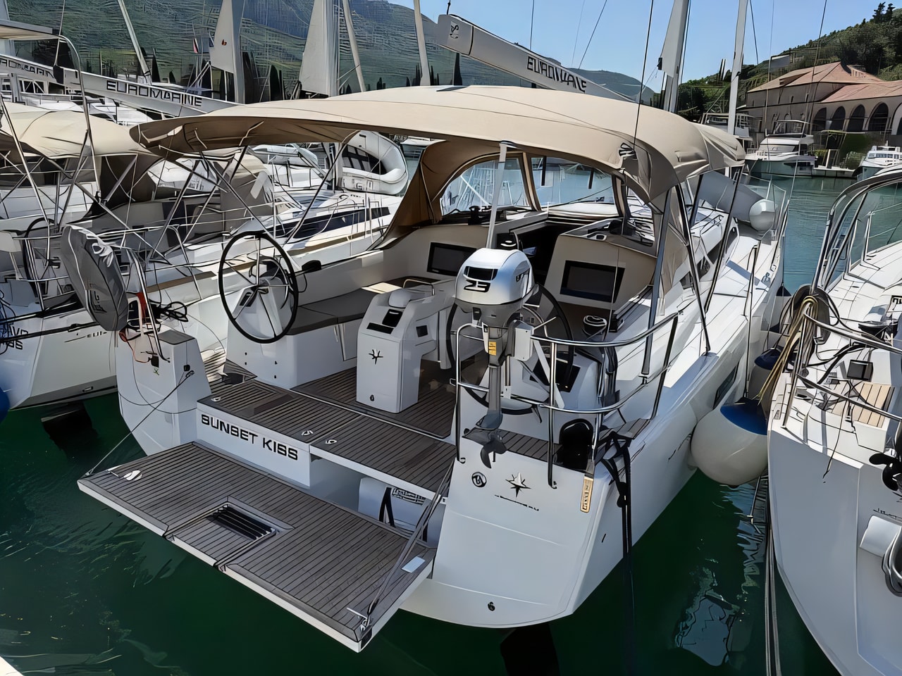 Exterior overview of Sun Odyssey 410 sail boat for charter from Dubrovnik ACI Marina in the Dubrovnik sailing area Croatia