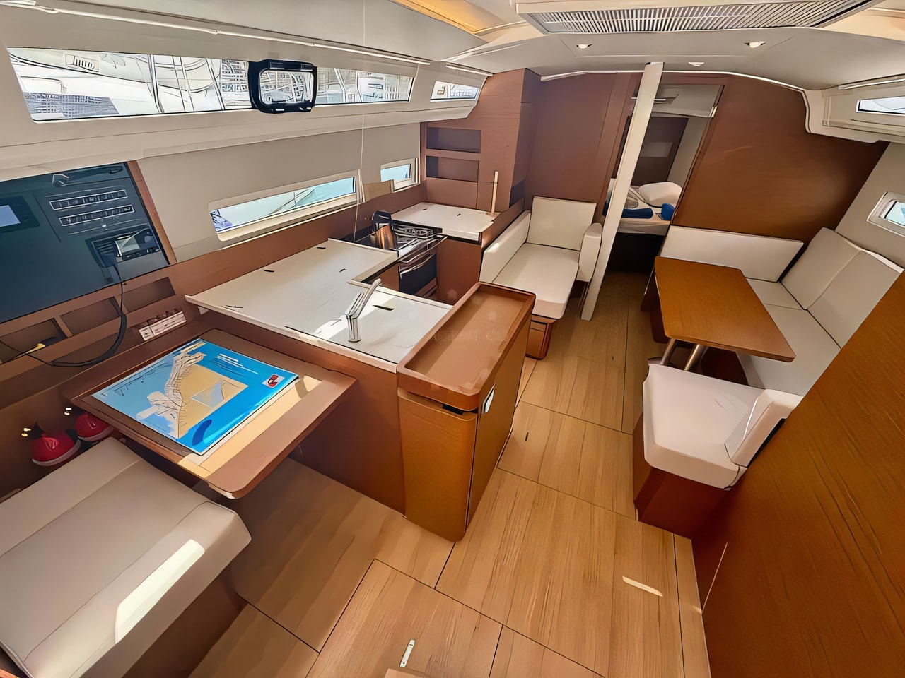 Layout of Sun Odyssey 410 sail boat with 3 cabins Croatia yacht charter