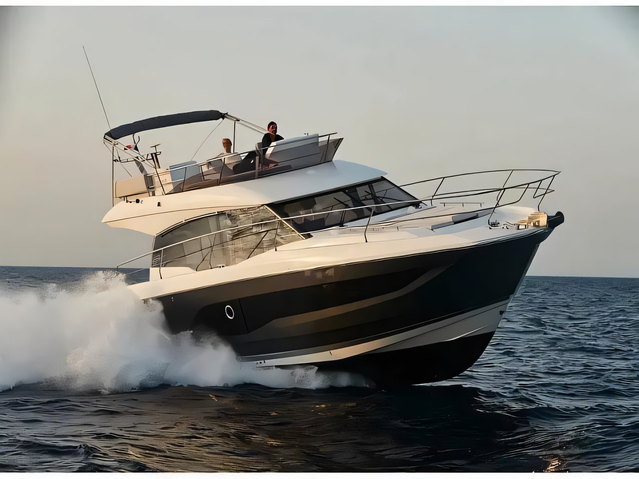 Exterior overview of Prestige 420 Fly motor boat for charter from Split ACI Marina in the Split sailing area Croatia