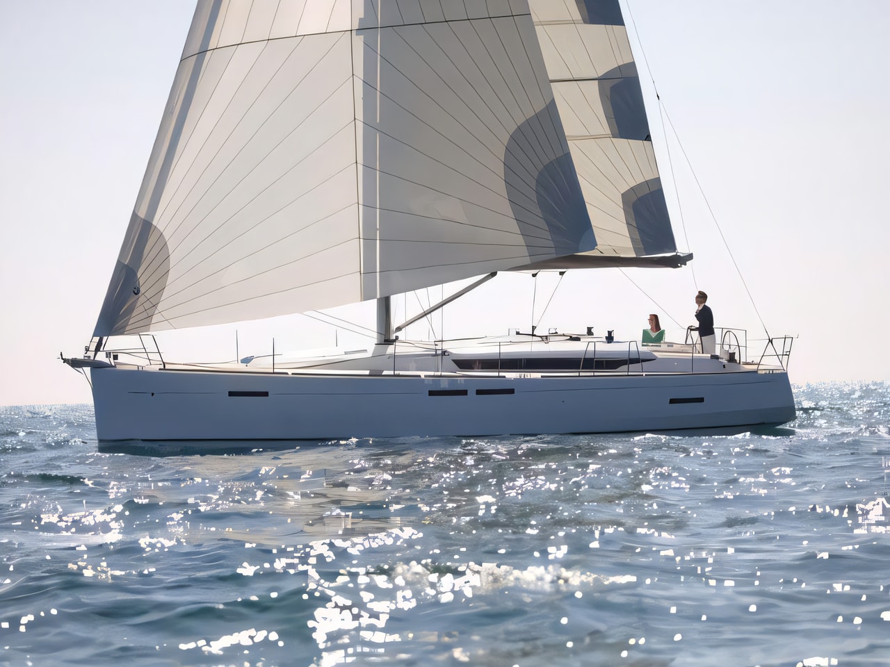 Exterior overview of Sun Odyssey 449 sail boat for charter from Dubrovnik ACI Marina in the Dubrovnik sailing area Croatia