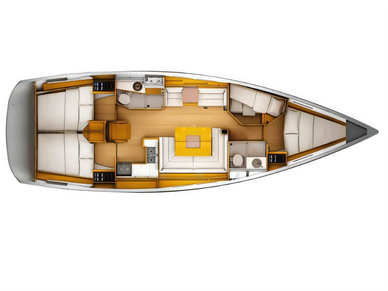 Interior of Sun Odyssey 449 sail boat with 4 cabins Croatia yacht charter
