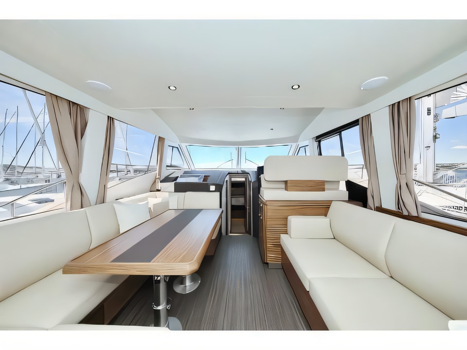 Interior of Greenline 48 Fly motor boat with 3 cabins Croatia yacht charter