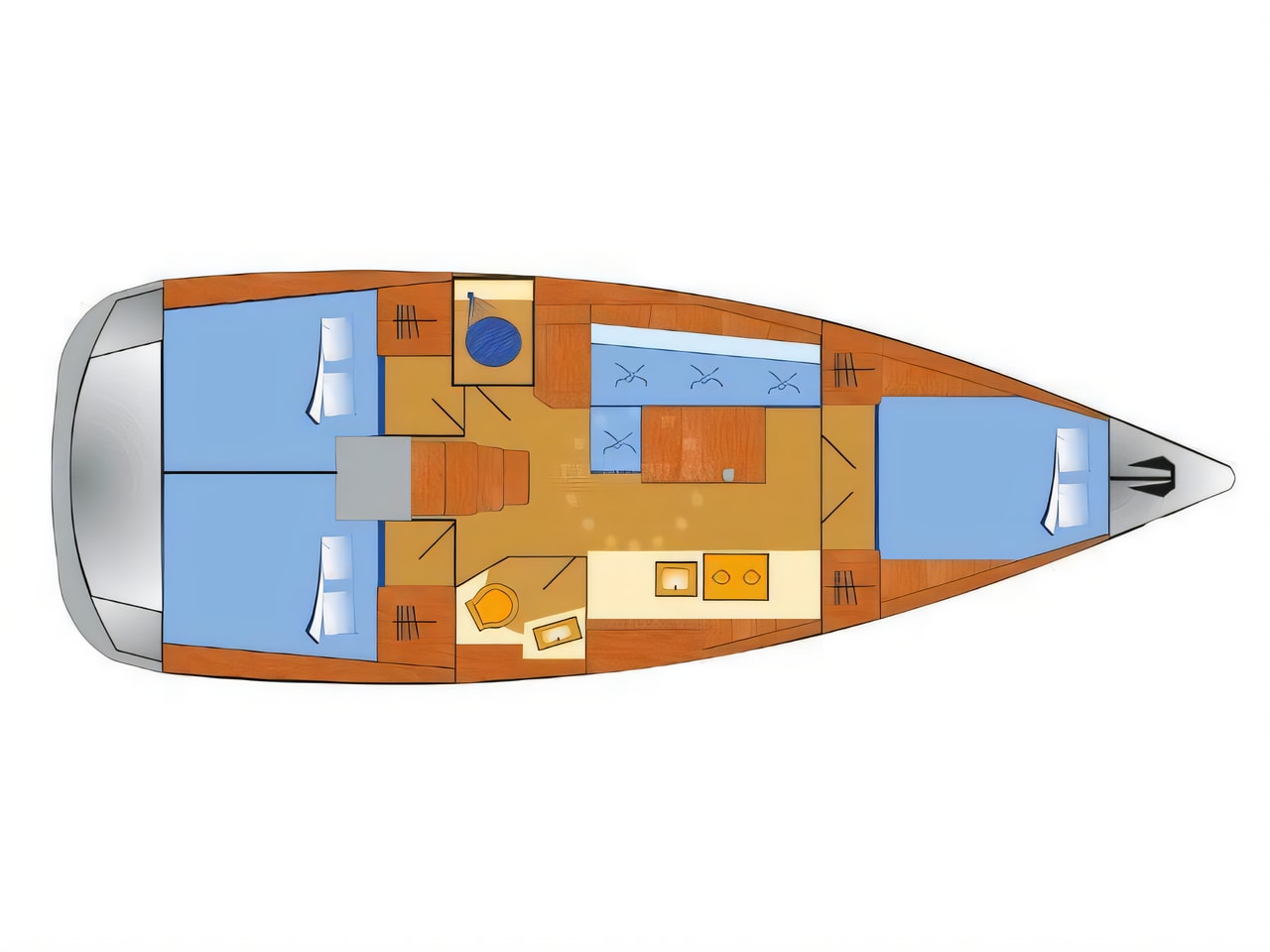 Interior of Oceanis 38.1 sail boat with 3 cabins Croatia yacht charter