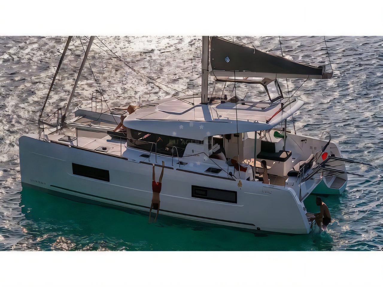 Exterior overview of Lagoon 40 catamaran for charter from Krk Marina Punat in the Istria / Kvarner sailing area Croatia