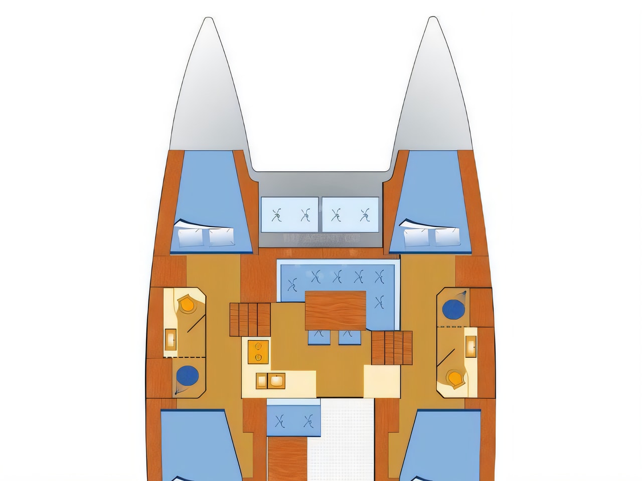 Interior of Lagoon 40 catamaran with 4 cabins Croatia yacht charter