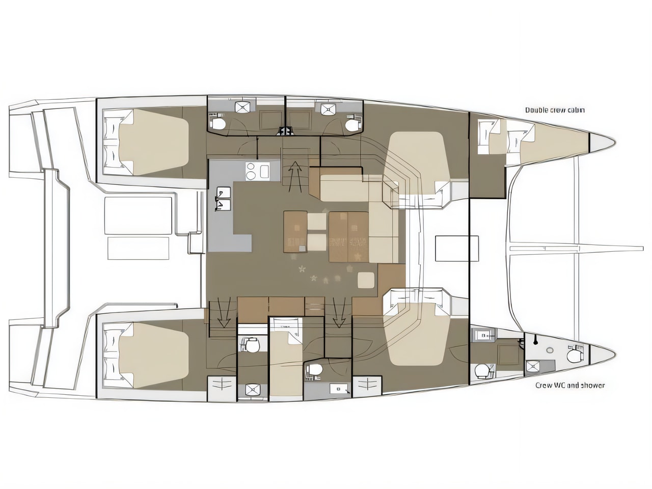 Interior of Dufour 48 Catamaran catamaran with 6 cabins Croatia yacht charter