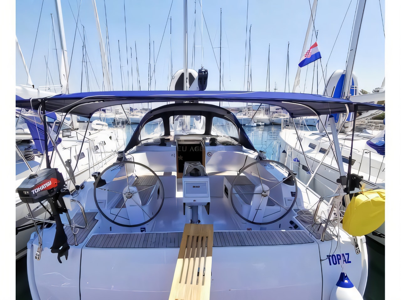 Exterior overview of Bavaria Cruiser 46 sail boat for charter from Sukosan Marina Dalmacija in the Zadar sailing area Croatia