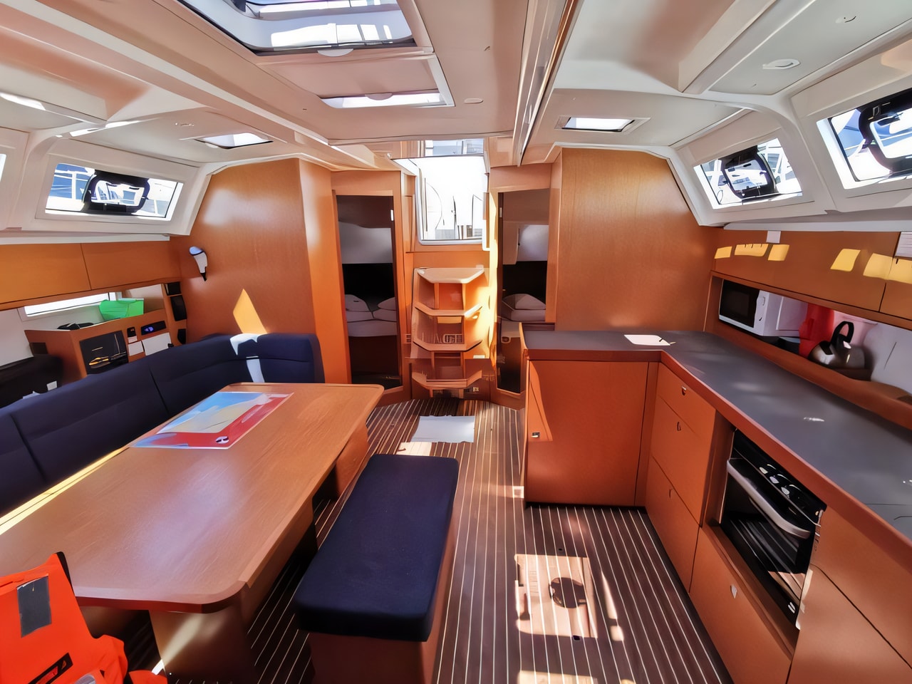 Layout of Bavaria Cruiser 46 sail boat with 4 cabins Croatia yacht charter