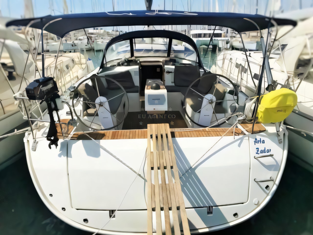 Exterior overview of Bavaria Cruiser 46 sail boat for charter from Sukosan Marina Dalmacija in the Zadar sailing area Croatia