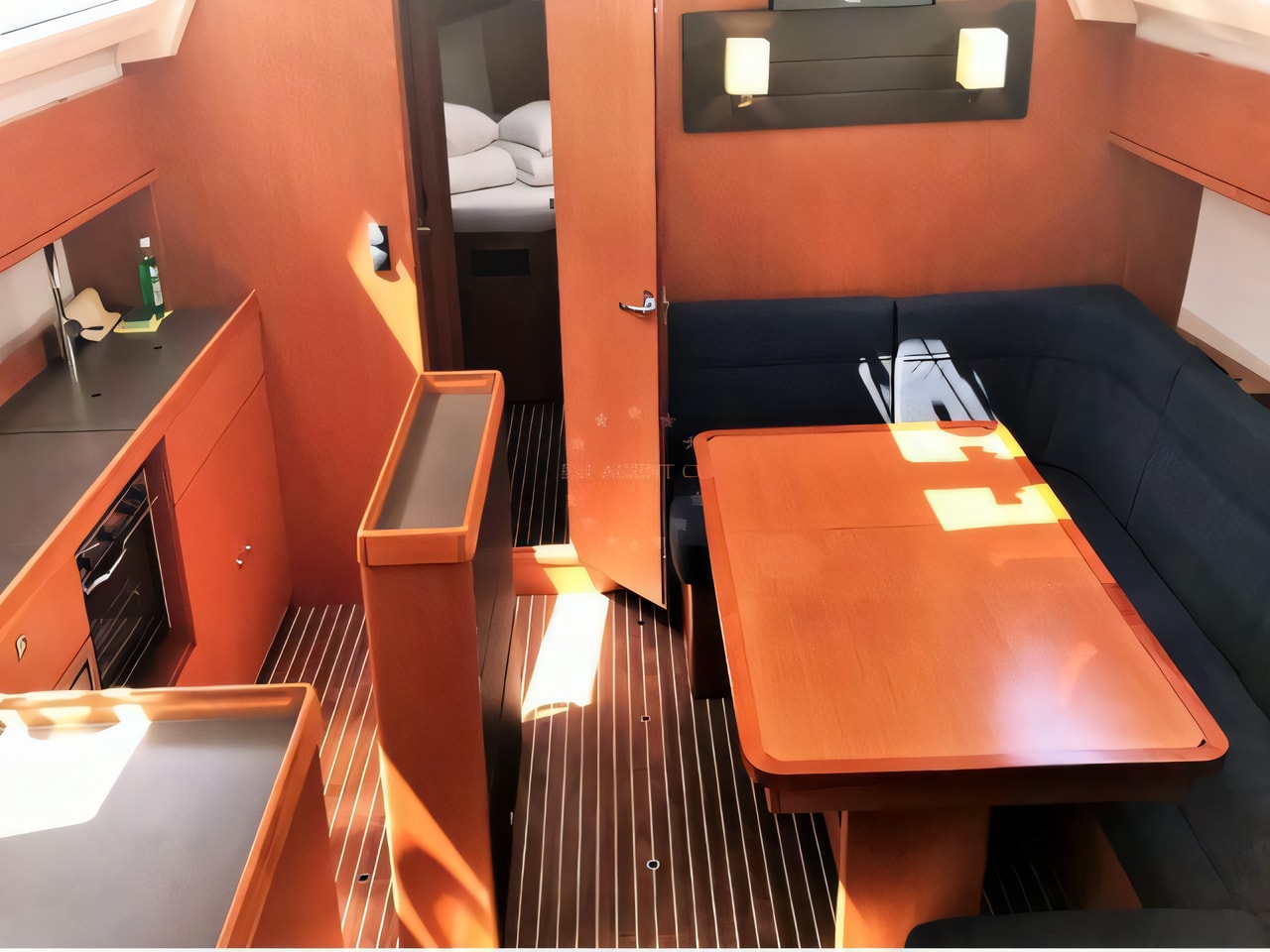 Layout of Bavaria Cruiser 46 sail boat with 4 cabins Croatia yacht charter
