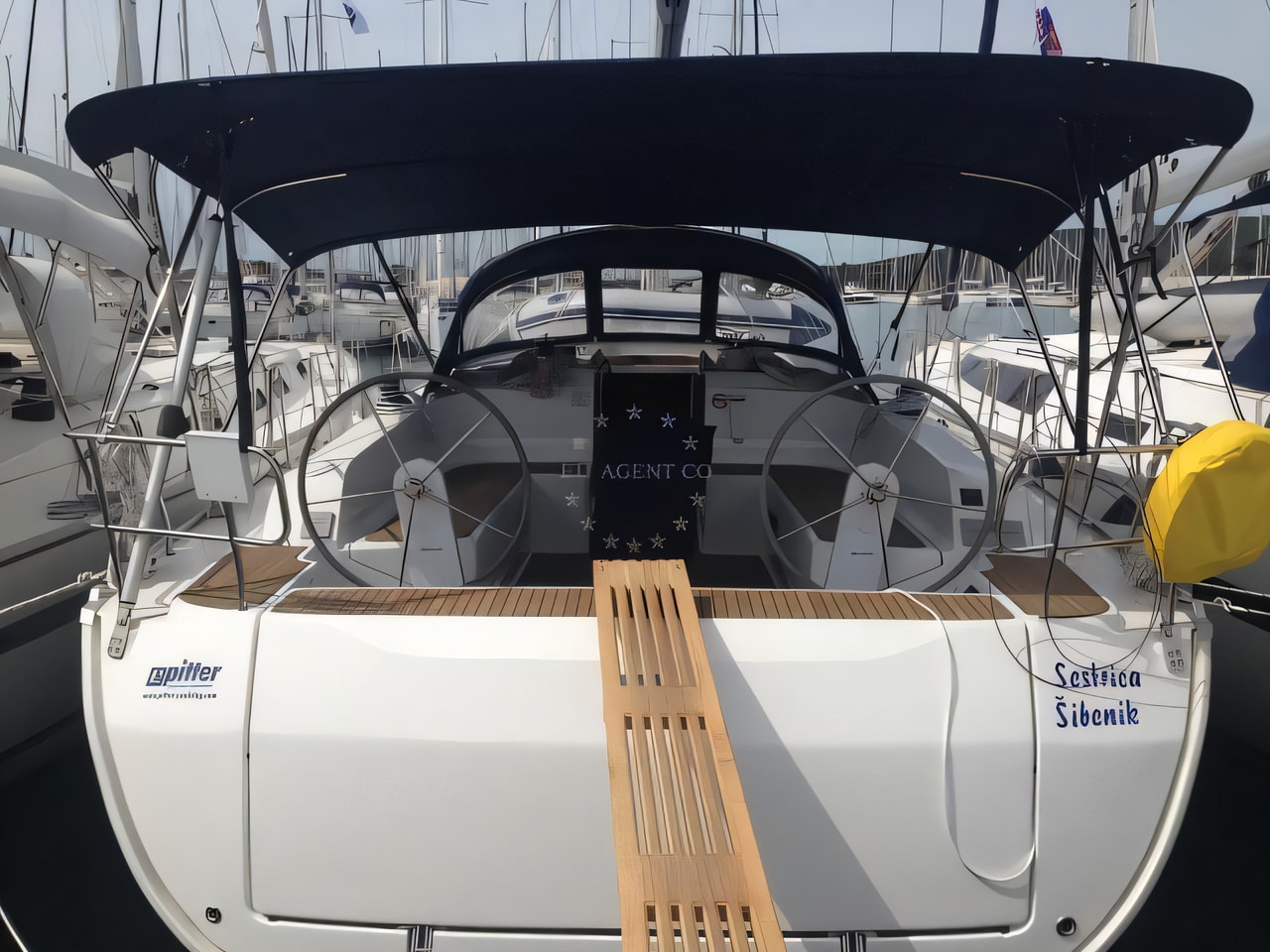 Exterior overview of Bavaria Cruiser 46 sail boat for charter from Sukosan Marina Dalmacija in the Zadar sailing area Croatia