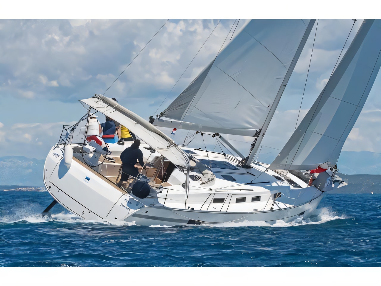 Exterior overview of Bavaria Cruiser 45 sail boat for charter from Sukosan Marina Dalmacija in the Zadar sailing area Croatia