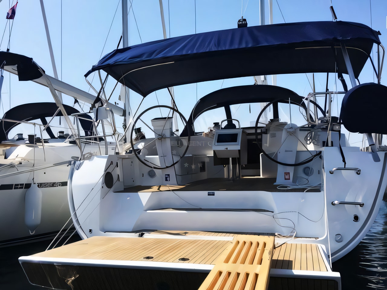 Exterior overview of Bavaria Cruiser 46 sail boat for charter from Pirovac in the Sibenik sailing area Croatia