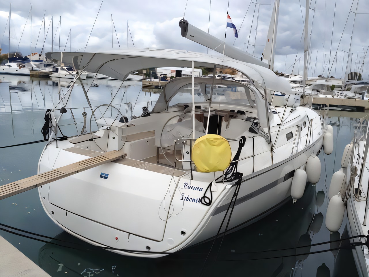 Exterior overview of Bavaria Cruiser 45 sail boat for charter from Sukosan Marina Dalmacija in the Zadar sailing area Croatia