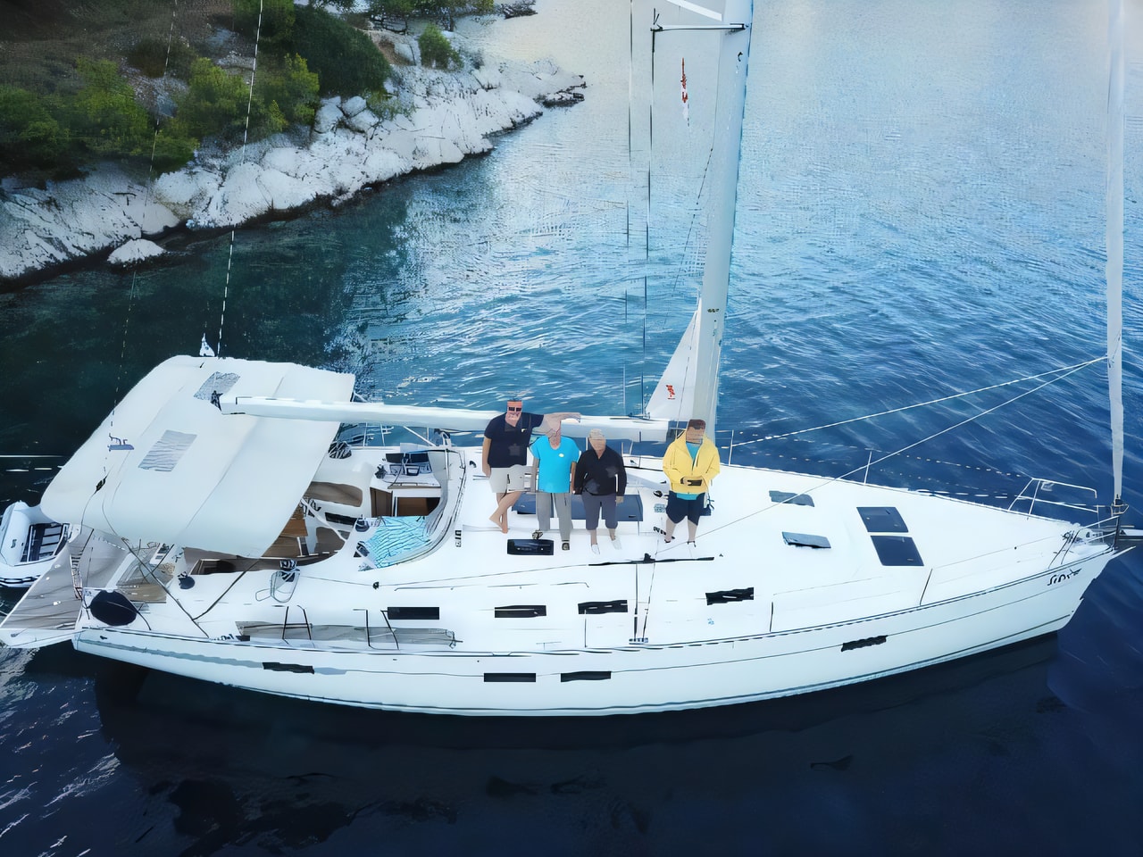 Exterior overview of Bavaria Cruiser 45 sail boat for charter from Sukosan Marina Dalmacija in the Kornati sailing area Croatia
