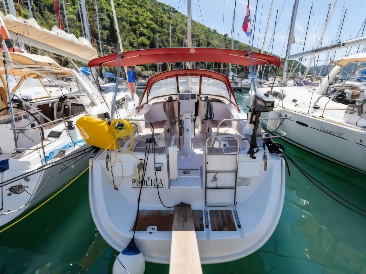 Exterior overview of Oceanis 423 sail boat for charter from Pirovac Marina in the Kornati sailing area Croatia