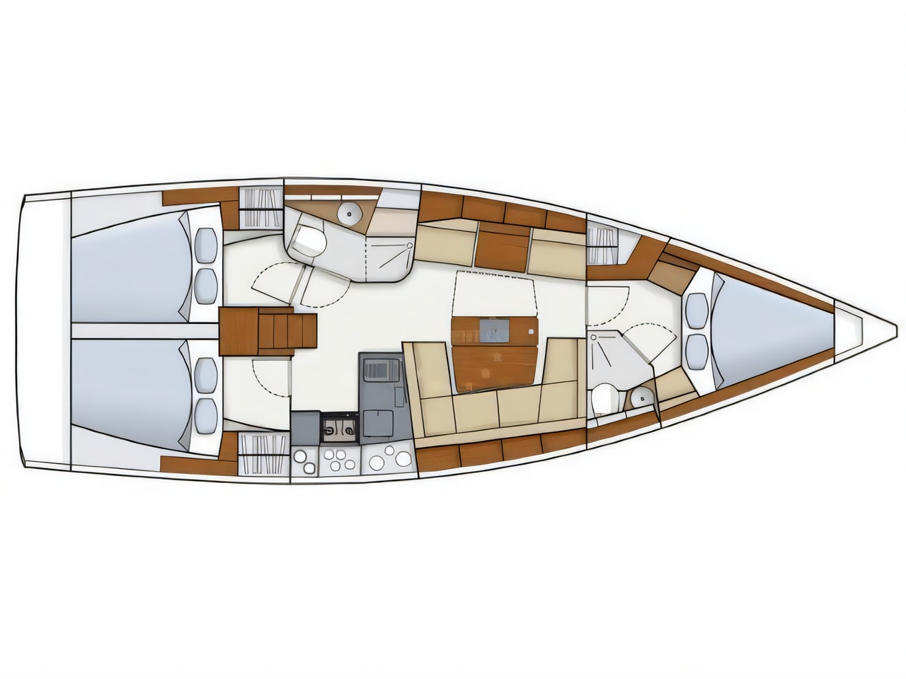 Interior of Hanse 415 sail boat with 3 cabins Croatia yacht charter