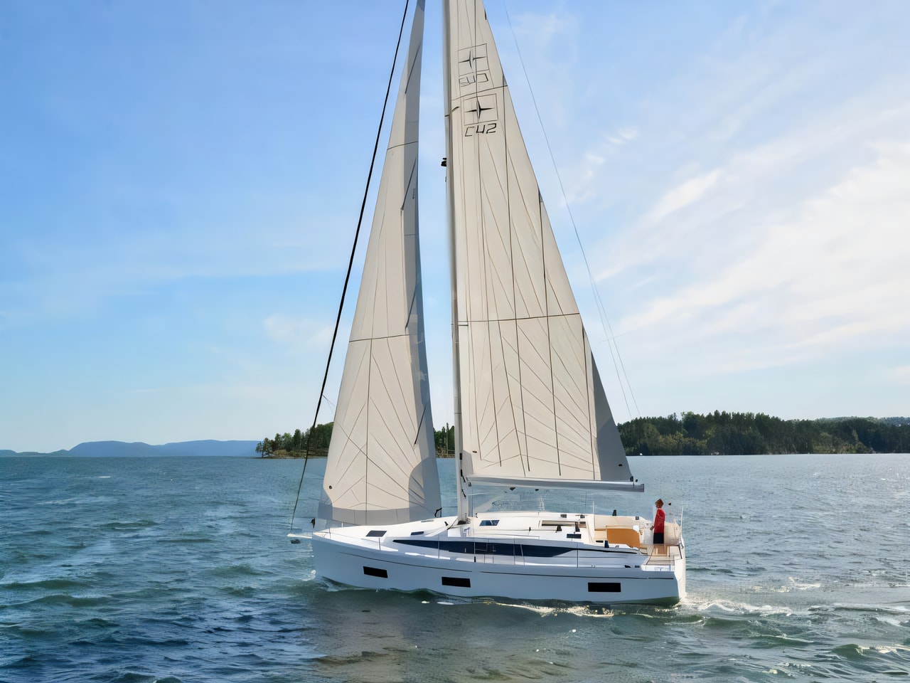Exterior overview of Bavaria C42 sail boat for charter from Pirovac in the Sibenik sailing area Croatia